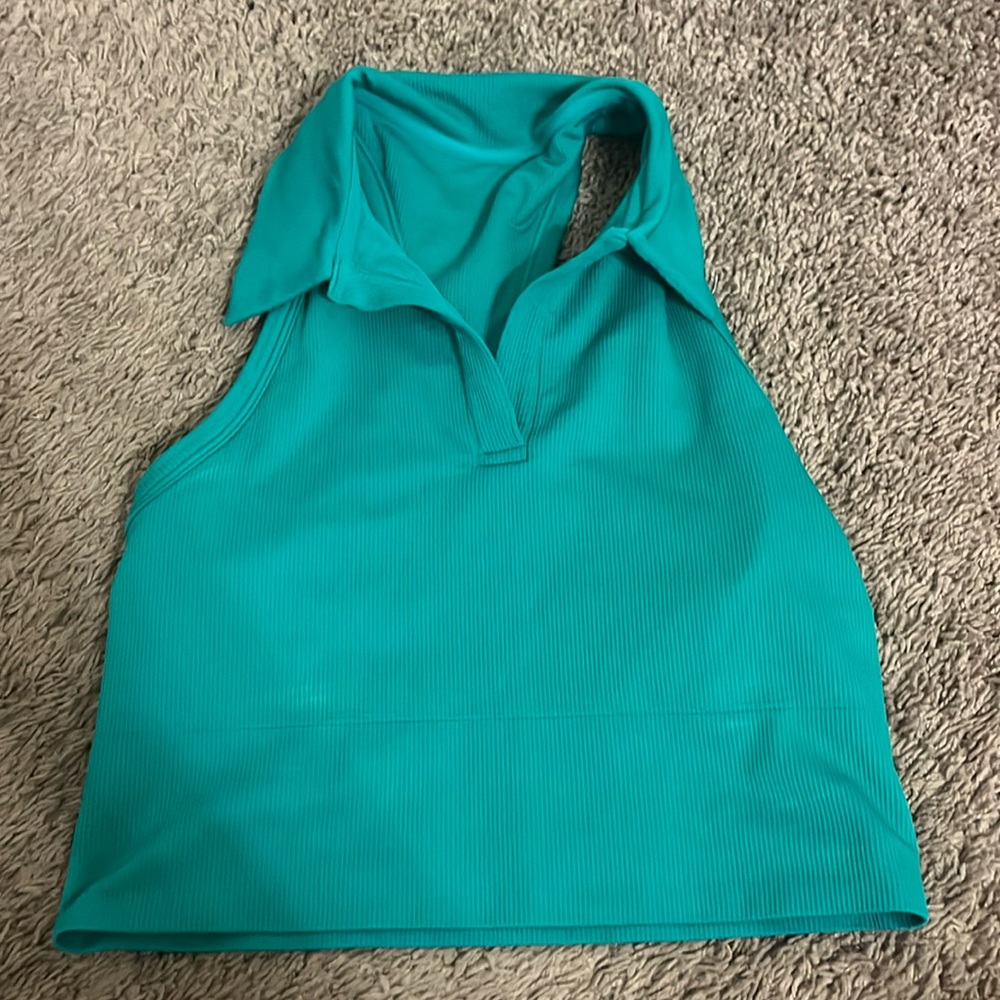 Athleta sea foam teal polo top